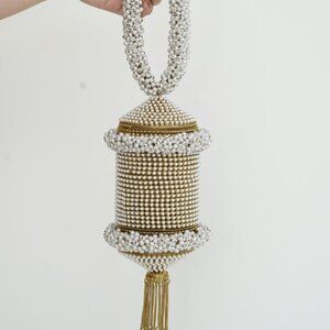 Ramala Handmade Purse The Pearly Glam Gold w/ Pearls Elegant Formal Bag NEW